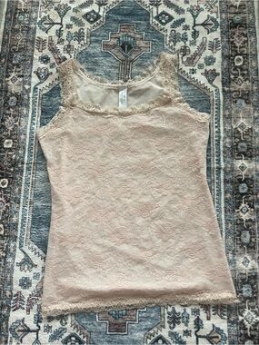 Lace-Trim Tank Top - Blush Pink